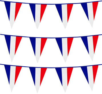 Boland France / Frankrijk Thema vlaggenlijn - 3x - vlaggetjes - kunststof - 10 meter