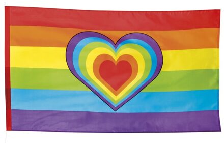 Boland Gay Pride Regenboog vlag - met hartje - Rainbow - 90 x 150 cm