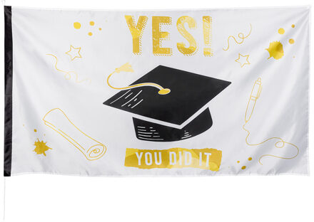 Boland Geslaagd/afgestudeerd vlag - polyester - 90 x 150 cm - diploma examenfeest versiering Multi