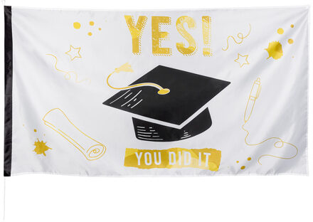 Boland Geslaagd/afgestudeerd vlag - polyester - 90 x 150 cm - diploma examenfeest versiering