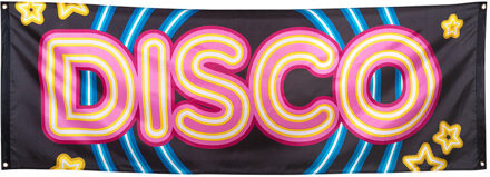 Boland Gevelvlag banner met Disco Fever print - 74 x 220 cm - polyester - zwart - Seventies/Eighties