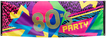 Boland Gevelvlag banner met Eighties print - 74 x 220 cm - polyester - kleurig - Jaren 80/eighties