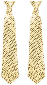 Boland glitter stropdas - 2x - goud - 40 cm - pailletten - carnaval