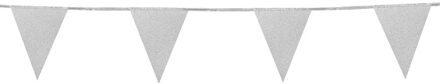 Boland glitter vlaggenlijn - zilver - 6 meter - karton - versiering - glitter and glamour thema
