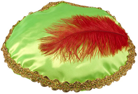 Boland Groene pieten baret met veer voor volwassenen