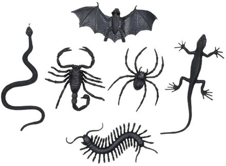 Boland Halloween beestjes - 12x stuks - zwart - kunststof - nep - horror - insecten