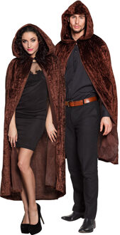 Boland Halloween luxe verkleed cape met capuchon - voor volwassenen - bruin - fluweel