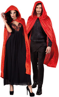 Boland Halloween luxe verkleed cape met capuchon - voor volwassenen - rood - fluweel - One size