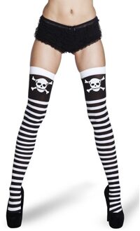 Boland Halloween of Piraten kousen - zwart/wit - voor dames - Verkleed panty kousen - Carnaval Multi