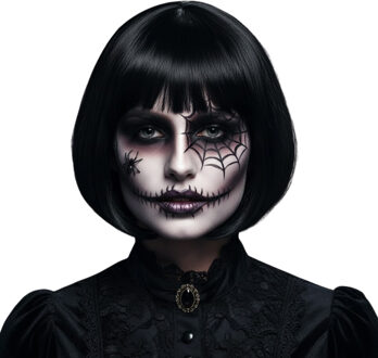 Boland Halloween pruik - zwart - dames - boblijn pruik - horror - verkleden