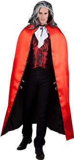 Boland Halloween Vampier - Duivel - luxe verkleed cape met capuchon - voor volwassenen - rood/zwart - One size