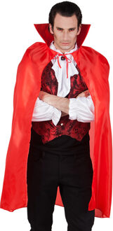 Boland Halloween Vampier/duivel luxe verkleed cape met hoge kraag - voor volwassenen - rood - One size