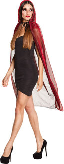 Boland Halloween verkleed cape met capuchon - voor dames - rood - fluweel - 140 cm - One size