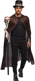 Boland Halloween verkleed cape met capuchon - voor volwassenen - bruin - fluweel - One size