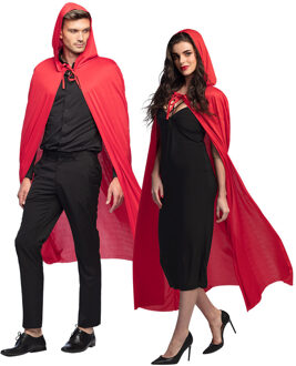 Boland Halloween verkleed cape met capuchon - voor volwassenen - rood - fluweel