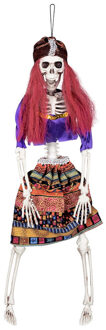 Boland Hangende horror decoratie skelet 40 cm meisjes piraat/gipsy - Halloween poppen Multikleur