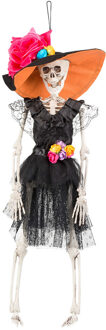 Boland Hangende horror decoratie skelet 40 cm Spaanse dame Multi