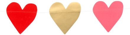 Boland Hartjes slinger - rood, roze en goud - 2 meter - karton - Valentijn/bruiloft versiering - decoratie Multi