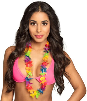 Boland Hawaii krans - multi color - 93 cm - tropisch thema - verkleden