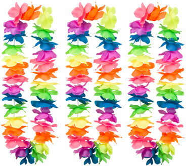 Boland Hawaii krans/slinger - 20x - Tropische/zomerse kleuren mix - Bloemen hals slingers