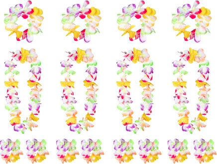 Boland Hawaii krans/slinger set - 4x - Tropische/zomerse kleuren mix geel - Hoofd en hals slingers