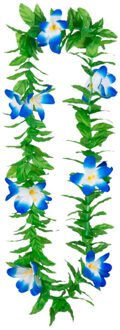 Boland Hawaii krans/slinger - Tropische kleuren mix groen/blauw - Bloemen hals slingers