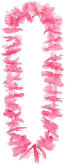Boland Hawaii krans/slinger - Tropische kleuren roze - Bloemen hals slingers