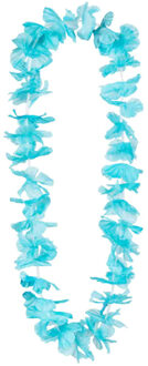 Boland Hawaii krans/slinger - Tropische kleuren turquoise blauw - Bloemen hals slingers
