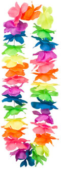 Boland Hawaii krans/slinger - Tropische/zomerse kleuren mix - Bloemen hals slingers Multi