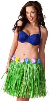 Boland Hawaii verkleed rokje - voor volwassenen - groen - 45 cm - rieten hoela rokje - tropisch One size