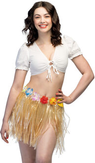 Boland Hawaii verkleed rokje - voor volwassenen - naturel - 45 cm - rieten hoela rokje - tropisch