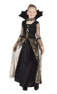 Boland Heksenjurk - Adrienne - zwart/goud - meisjes - Halloween heksen verkleedjurk - verkleedkleding kinde