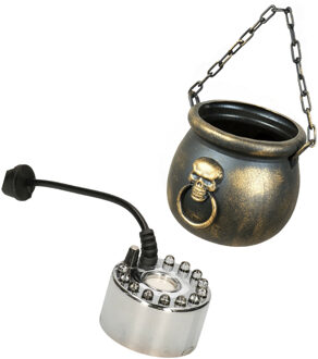 Boland Heksenketel/kookpot goud kunststof met mistmaker rookmachine 13 x 19 cm