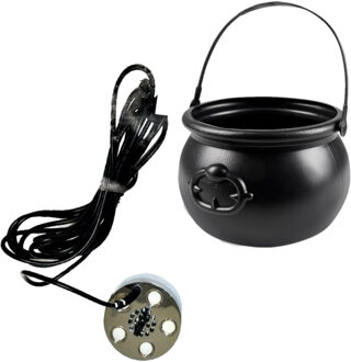 Boland Heksenketel zwart - kunststof - met mistmaker rookmachine en licht - 18 x 14 cm - Halloween