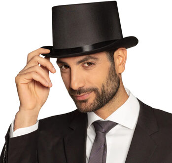 Boland Hoge Hoed - zwart - gentleman - satijn look - volwassenen