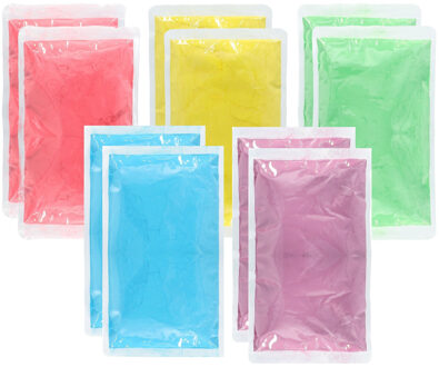 Boland Holi kleurpoeder - 10x zakjes - in 5 kleuren - 70 gr per zakje - festival - heilig kleuren poeder