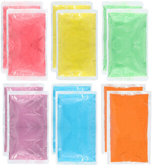 Boland Holi kleurpoeder - 12x zakjes - in 6 kleuren - 70 gr per zakje - festival - heilig kleuren poeder