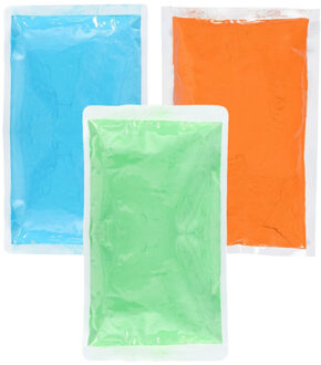 Boland Holi kleurpoeder - 3x kleuren zakjes - 70 gr per zakje - festival/party - heilig kleuren poeder