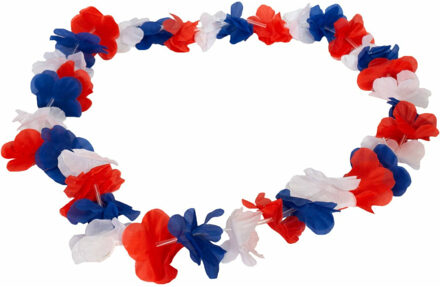 Boland Hollandse kleuren hawaii krans - bloemenslinger - rood wit blauw - hawaiislingers Multi