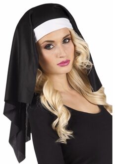 Boland Hoofdkapje Non - zwart/wit - one size - volwassenen - klooster thema - nonnen - carnaval