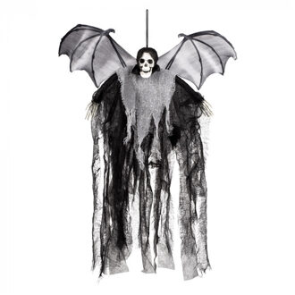 Boland Horror hangdecoratie spook/geest/skelet pop met vleermuis vleugels 60 cm Multi
