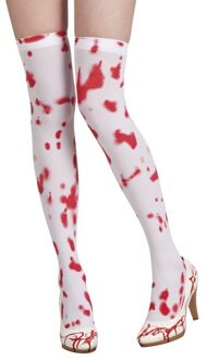 Boland Horror verkleed kousen - wit met bloed vlekken - Halloween - voor dames