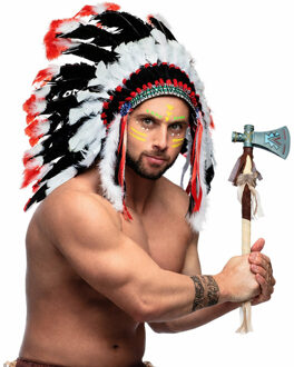 Boland Indianen verkleed accessoires set - Veren tooi en bijl - met ornamenten - volwassenen