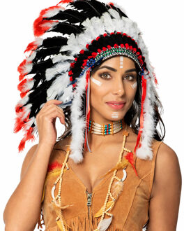 Boland Indianen verkleed accessoires set - Veren tooi en kettingen - met ornamenten - volwassenen
