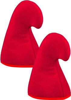 Boland kabouter muts - 2x - rood - puntmuts - volwassenen - hoed - verkleden - carnaval