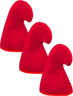 Boland kabouter muts - 3x - rood - puntmuts - volwassenen - hoed - verkleden - carnaval