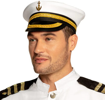 Boland Kapitein pet - wit/goud - marine/officier - volwassenen - carnaval