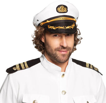 Boland Kapiteinspet wit voor volwassenen 60 cm - Verkleedhoofddeksels