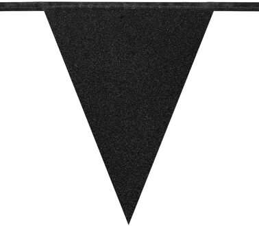 Boland Kartonnen glittervlaggenlijn - 6m - Zwart met glitter - Universeel Thema