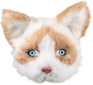 Boland Kat/poes dieren verkleedmasker - pluche - volwassenen - Horror/halloween - carnaval - half gezicht Blond